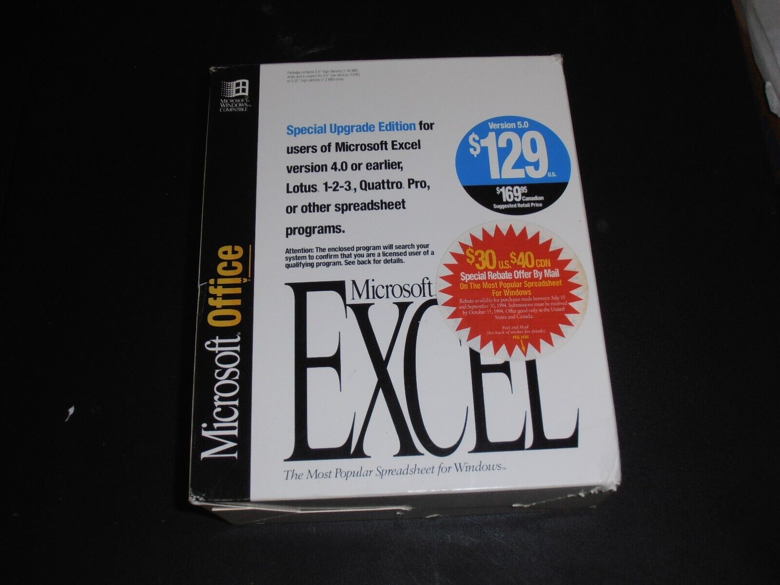 Microsoft Excel 5.0 (PC, 1994) Upgrade edition