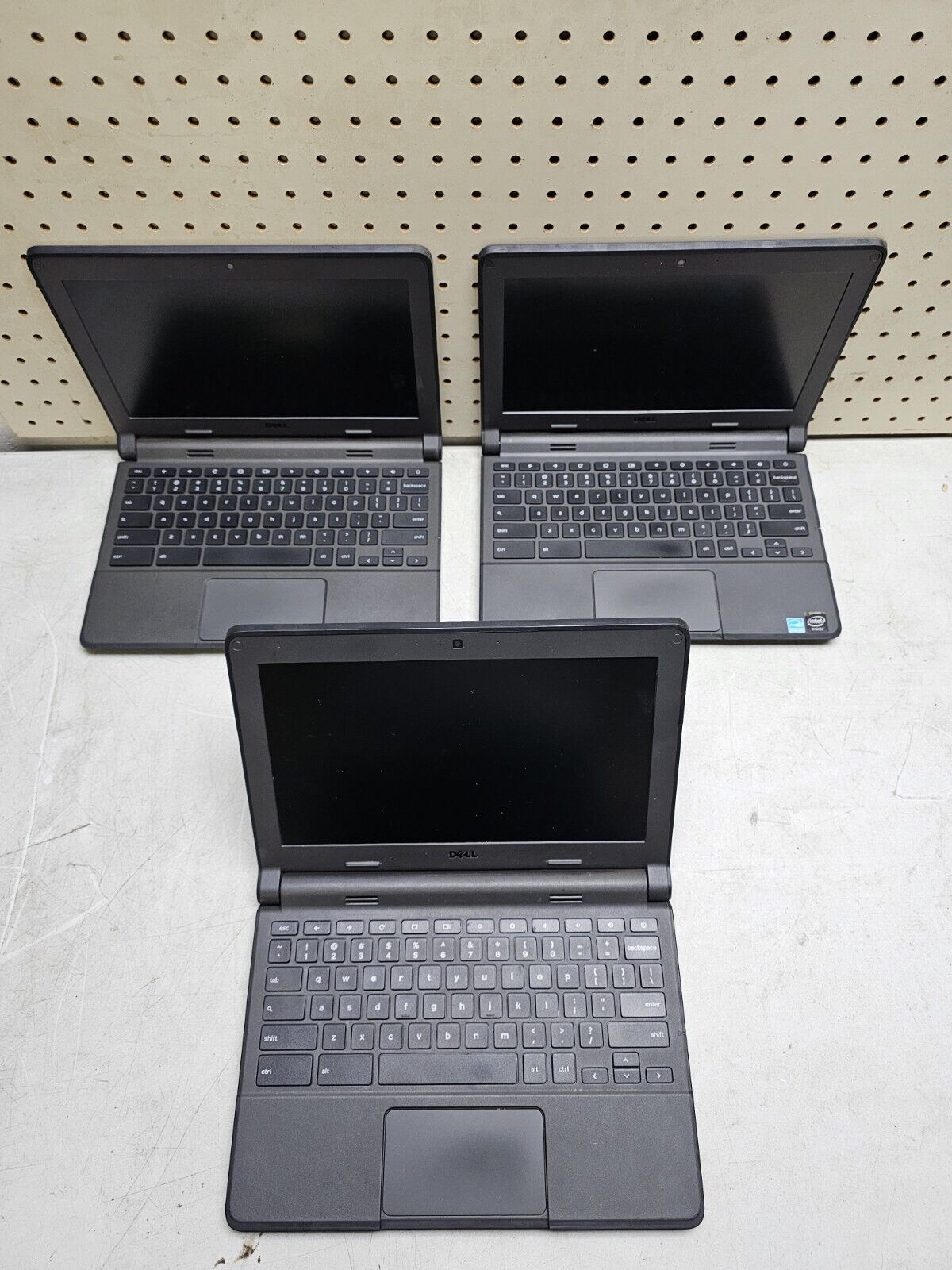 Lot of Three (3) Dell Chromebook 11 P22T Laptop - Intel Celeron N2840 - READ