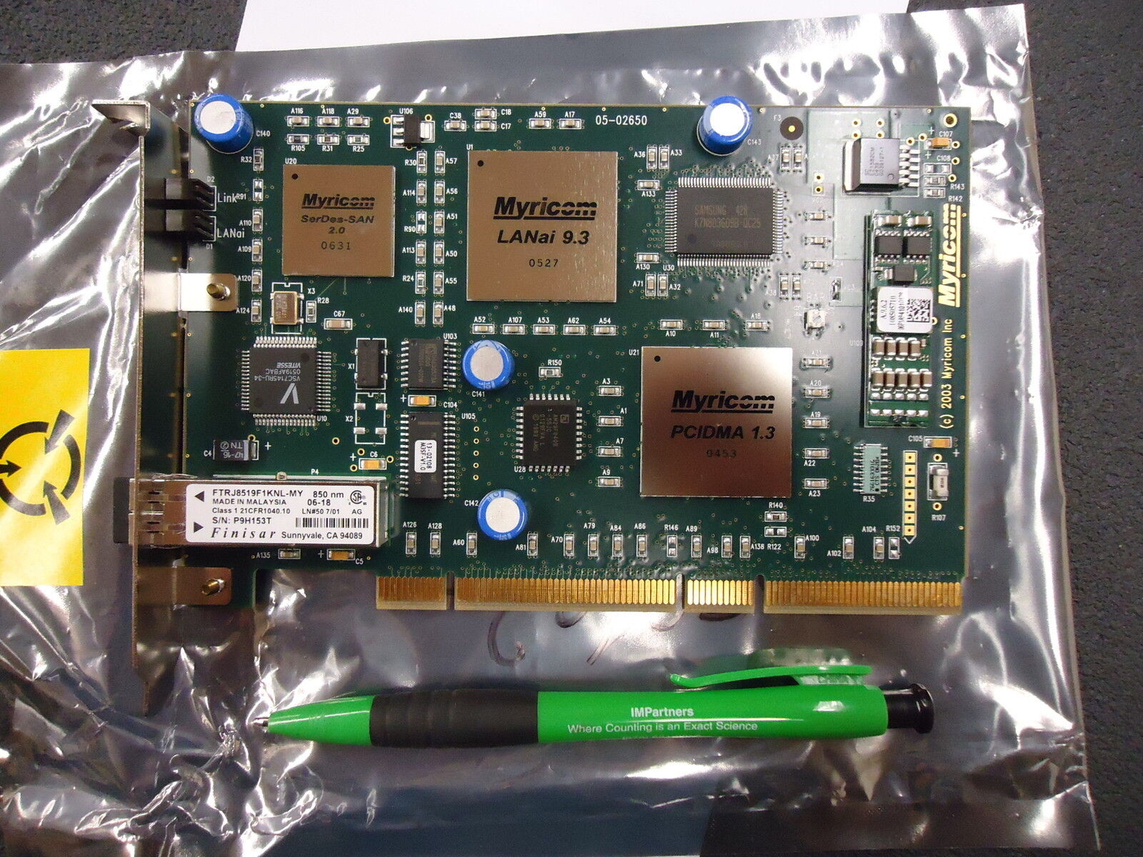 Myricom M3F-PCI64C-2 Universal, 64/32-bit, 66/33MHz, PCI Interface. New