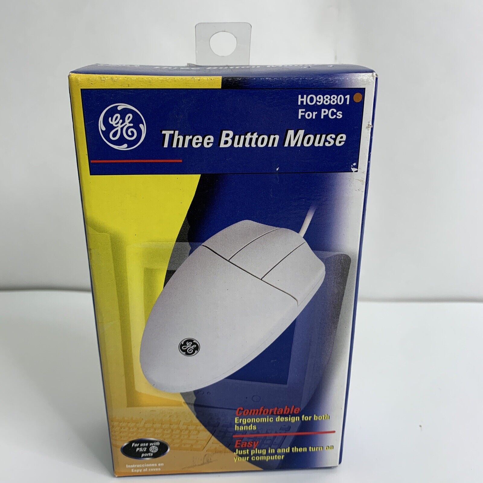 GE HO98801 White 3 Buttons PS 2 Wired Mouse VTG