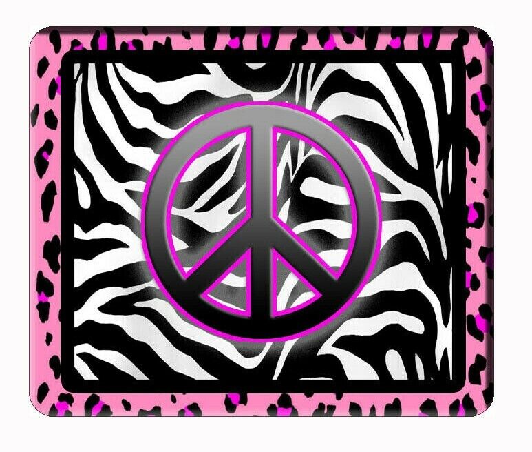 Custom Peace sign,pink cheetah,zebra background computer, laptop,iPad, mouse pad