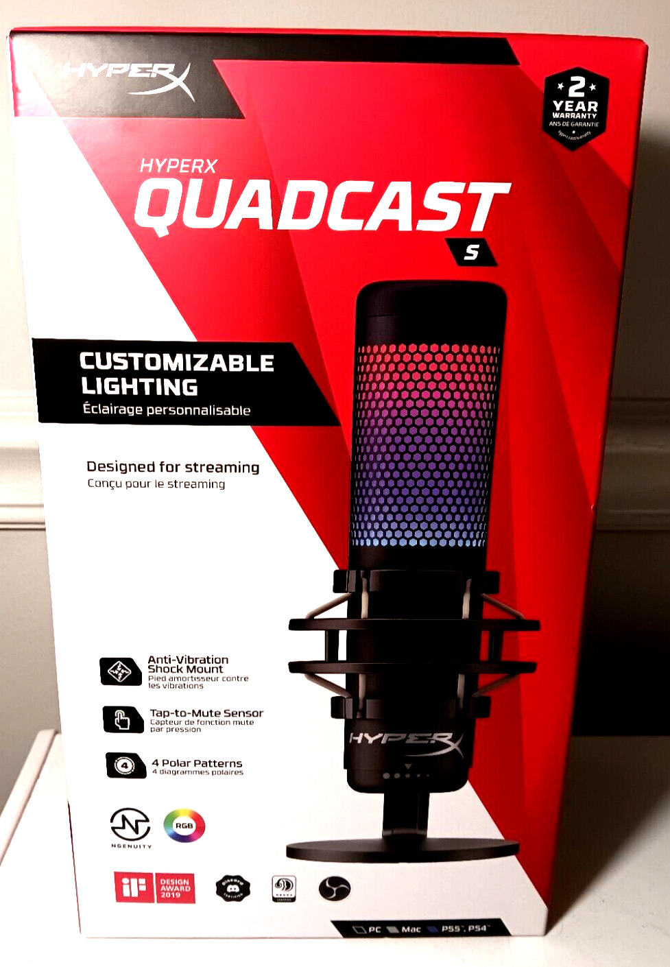 🔥 HyperX QuadCast S RGB Lighting USB Condenser Microphone Wired Mic - Black