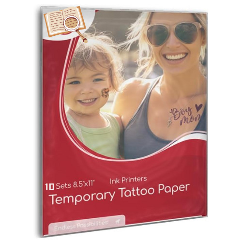 Printable Temporary Tattoo Transfer Paper for Inkjet&Lase (A+B per Set,10 Sets）