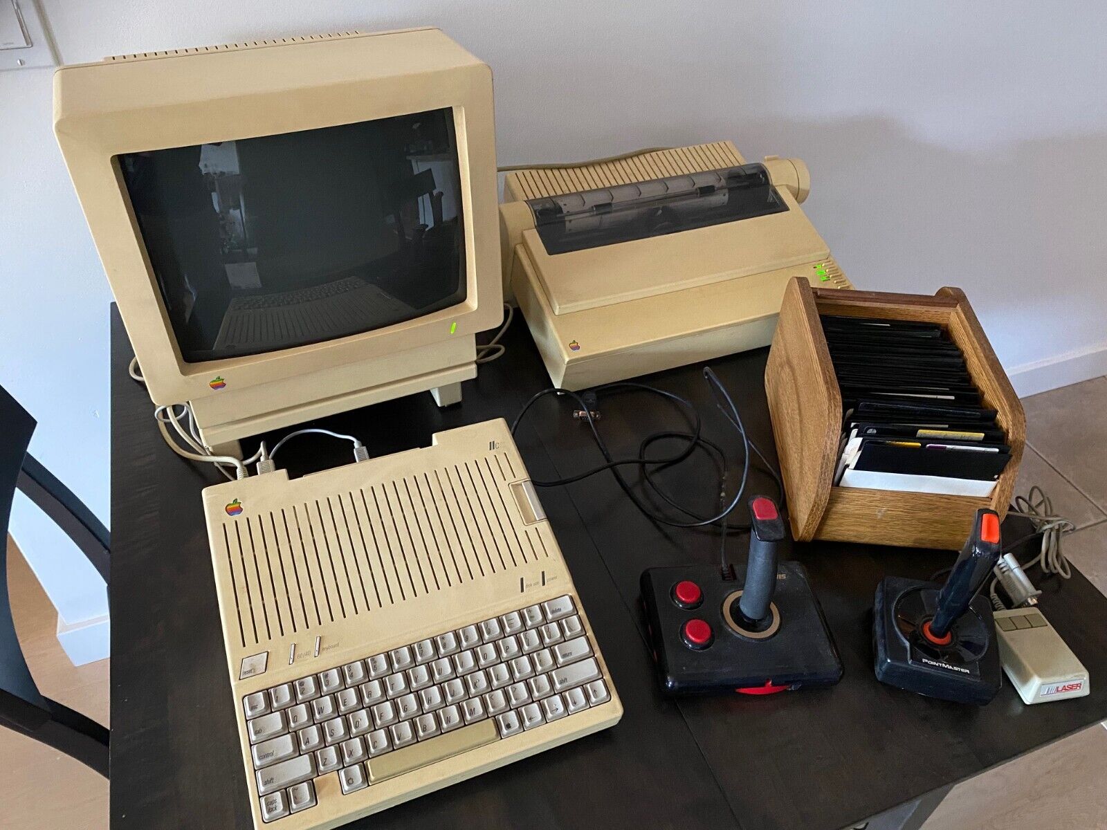 Vintage Apple IIc Computer with Monitor, Stand, Mouse, ImageWriter II, and more