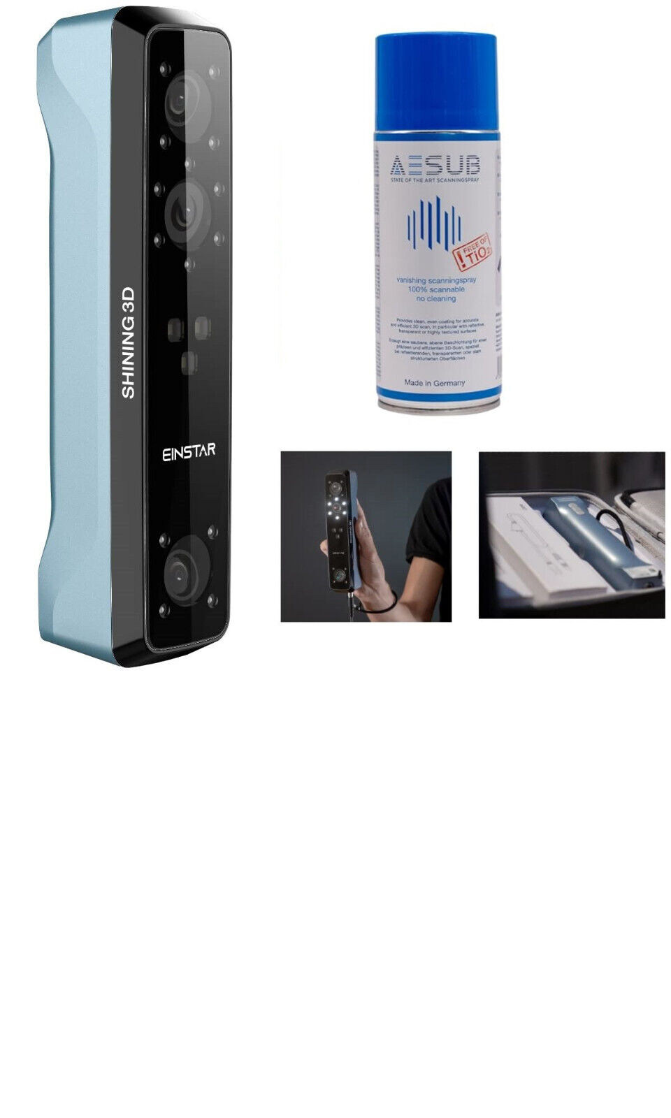Openbox - Einstar Handheld Color 3D Scanner and AESUB Blue Scanning Spray
