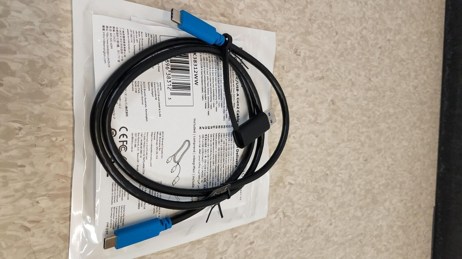 Kensington K38312WW USB-C Power Delivery Gen 2 Cable