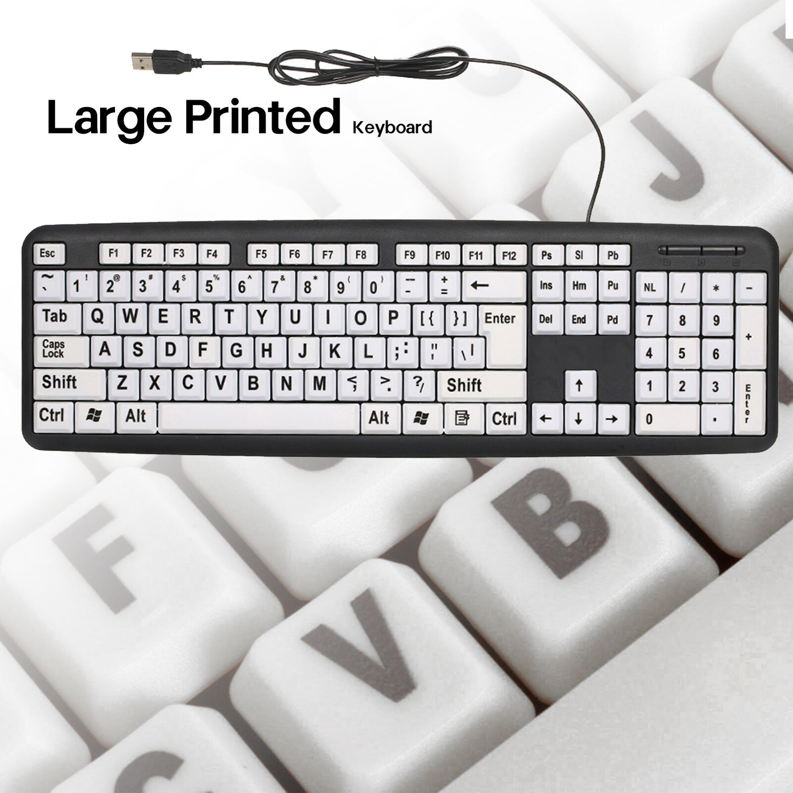 Big Bright Easy See Keyboard Large Print Letter Keys for Visually Impaired K1H7