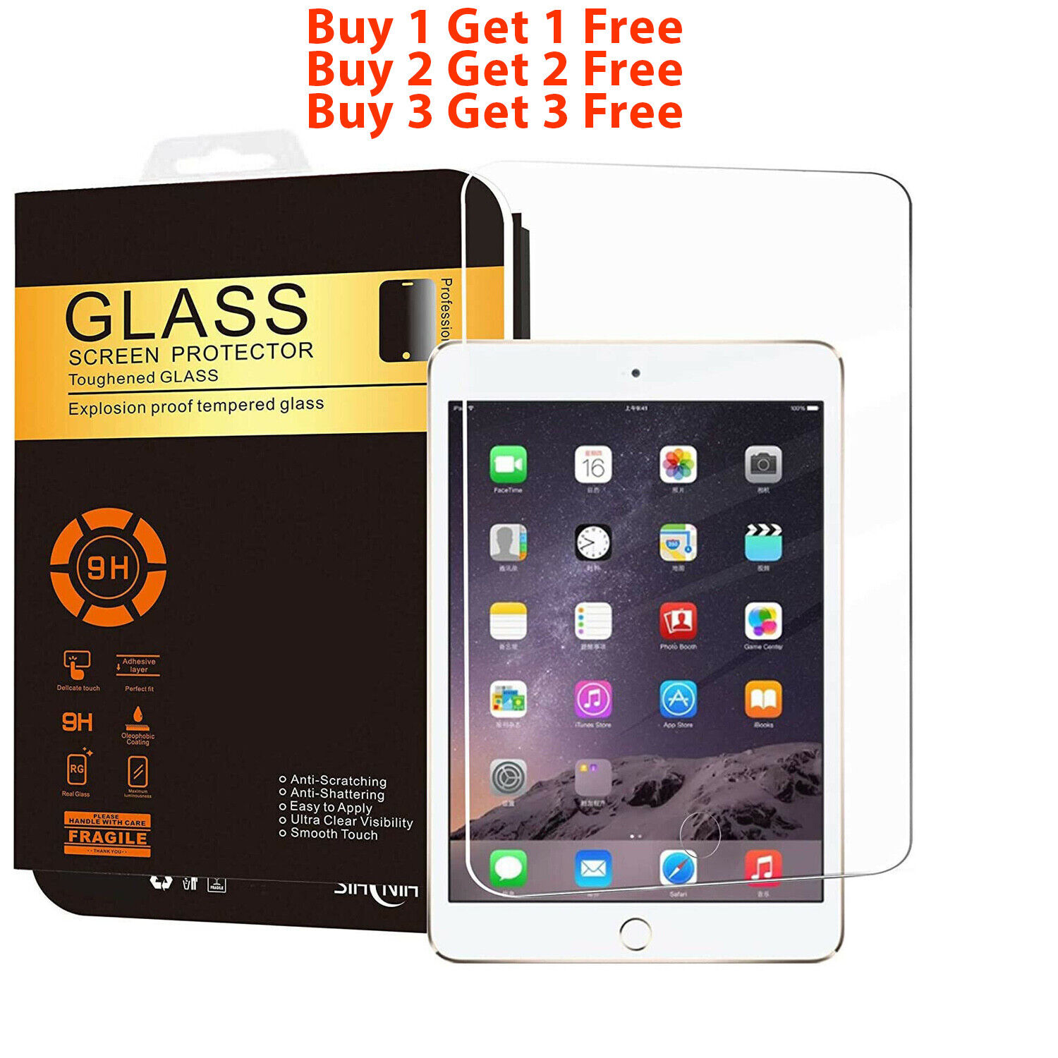 Premium Lower Price Tempered GLASS 9H Screen Protector For iPad Mini 1 2 3