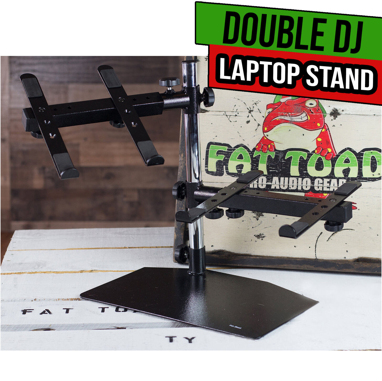 DJ Double Computer Laptop Stand - Duel Mount Holder Studio Mixer Controller Gear