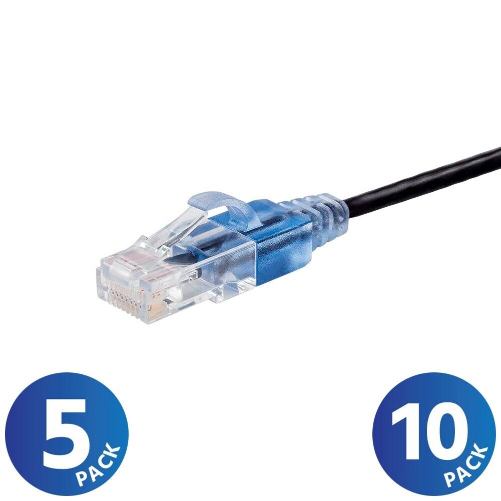 5 10 PACK Slim CAT6a RJ45 Ethernet Network Patch Cable 10G Copper Wire 30AWG LOT