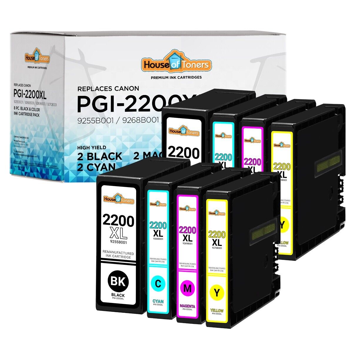8pk PGI-2200XL PGI2200XL Ink Cartridges for Canon Maxify MB5120 MB5320 MB5420