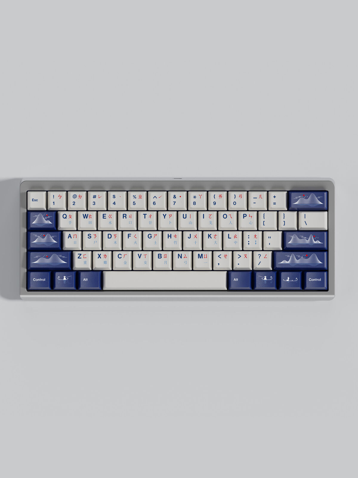 Blue and White PBT Keycap With Chinese Zhuyin Root Cherry Profile Key Caps