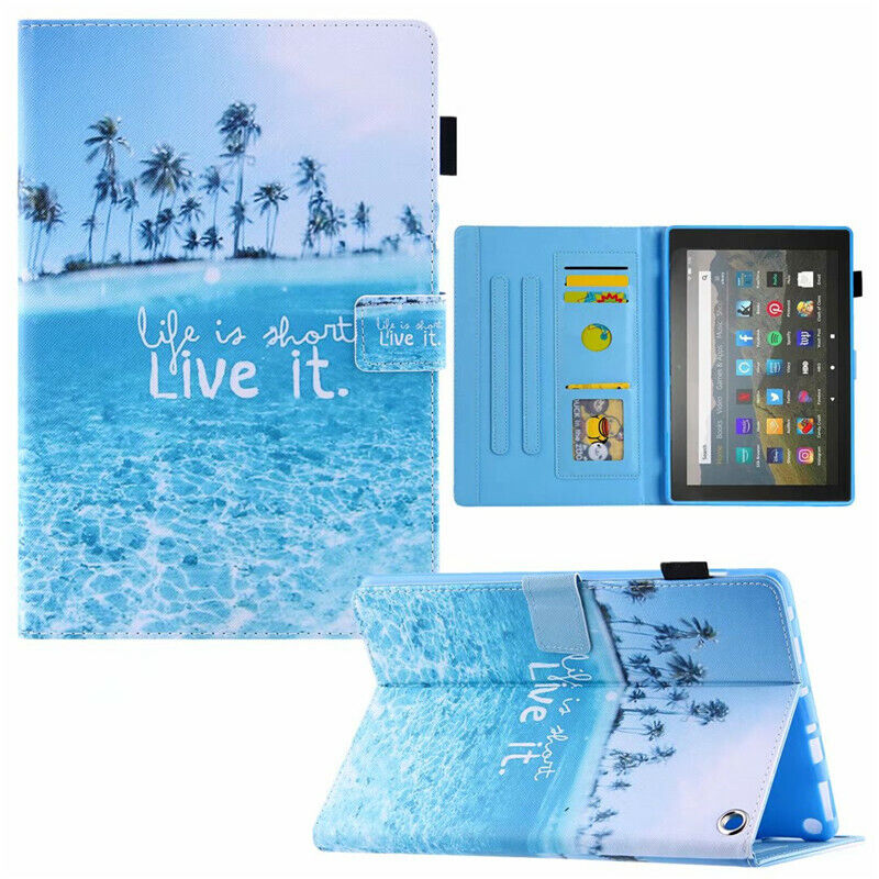Leather Smart Wallet Case Cover For Amazon Fire HD 8 HD10 Plus Kindle Paperwhite