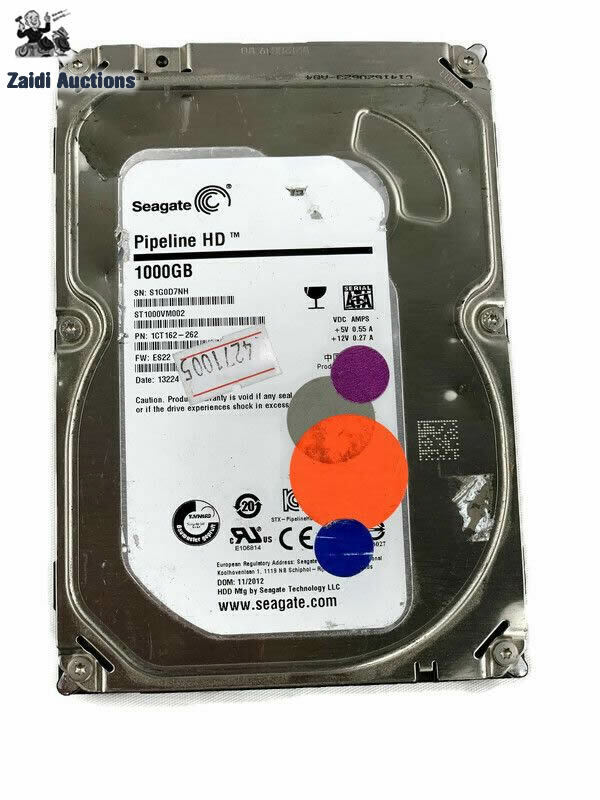 Seagate Pipeline ST1000VM002 Hard Drive 1TB 3.5 for parts or repair As IS