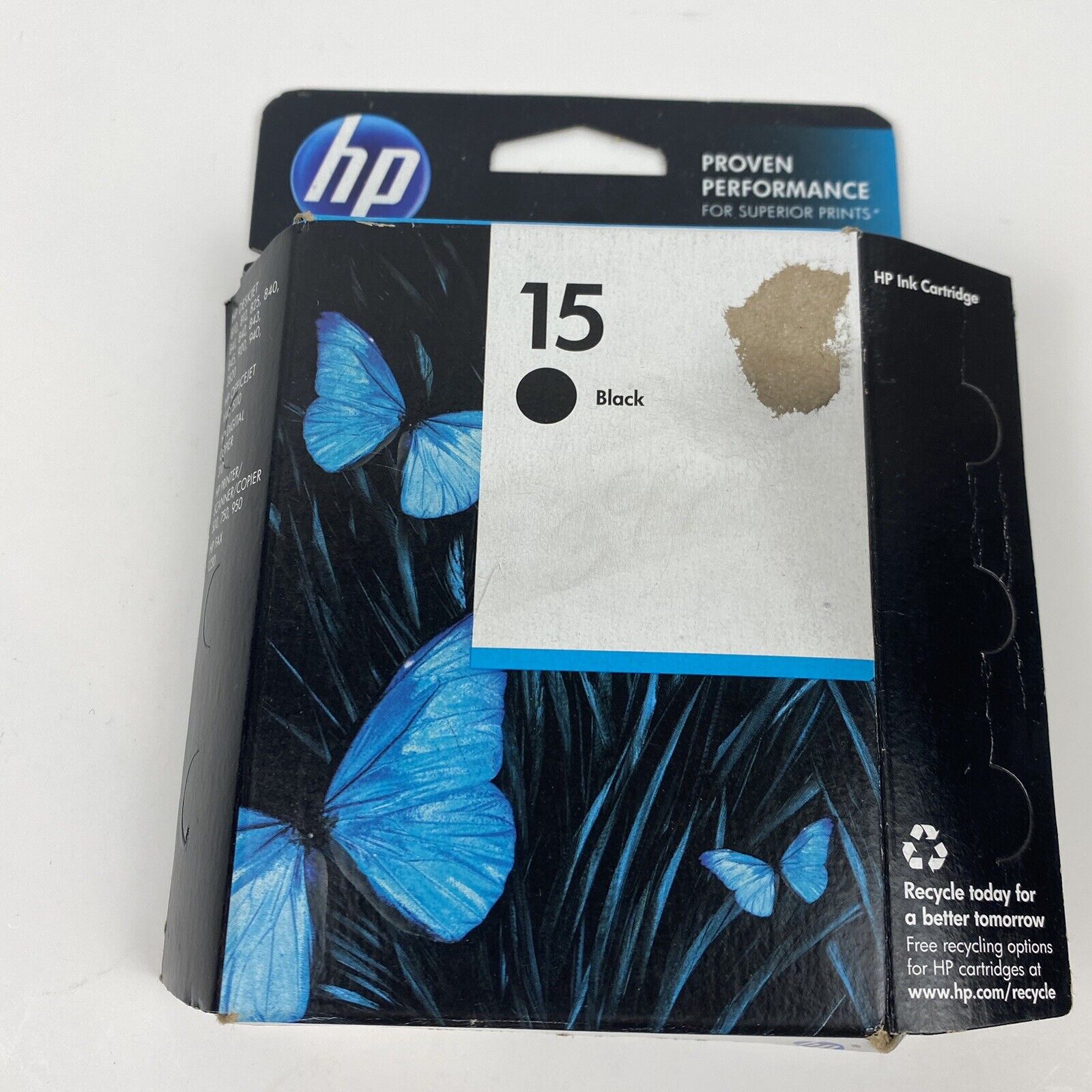 New Genuine HP 15 Black Ink Cartridge Box Exp 05/2015 - Open Box Sealed