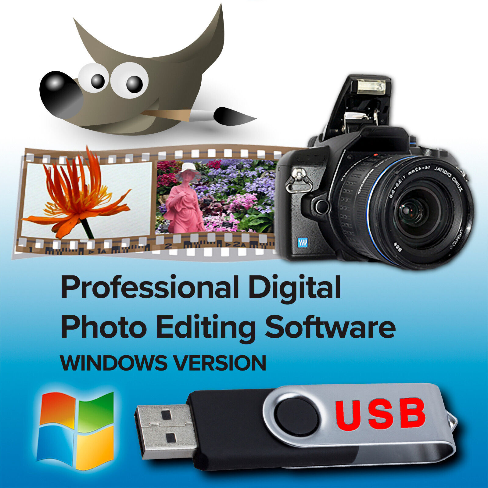 NEW PRO Photo Graphic Design Image Editing Software-GIMP-w Photo shop Guide-USB