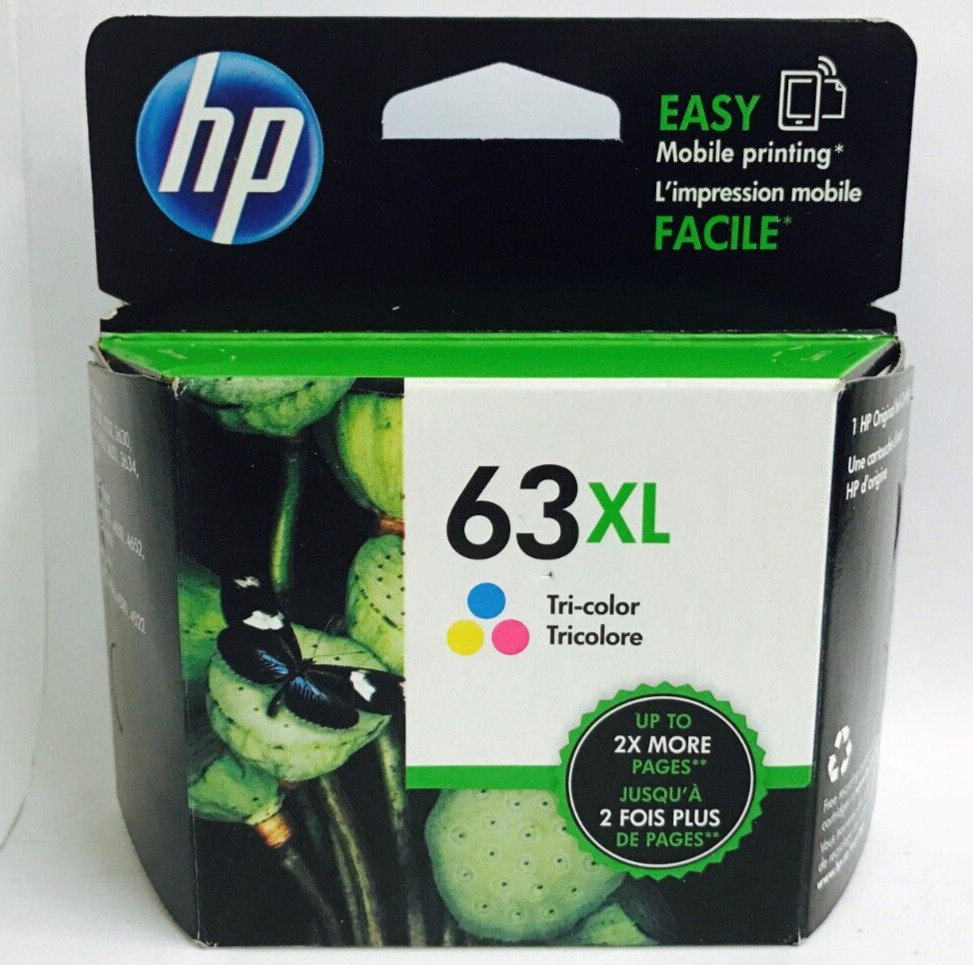 New Genuine HP 63XL Color Ink Cartridge OfficeJet 3830, 3831, 383