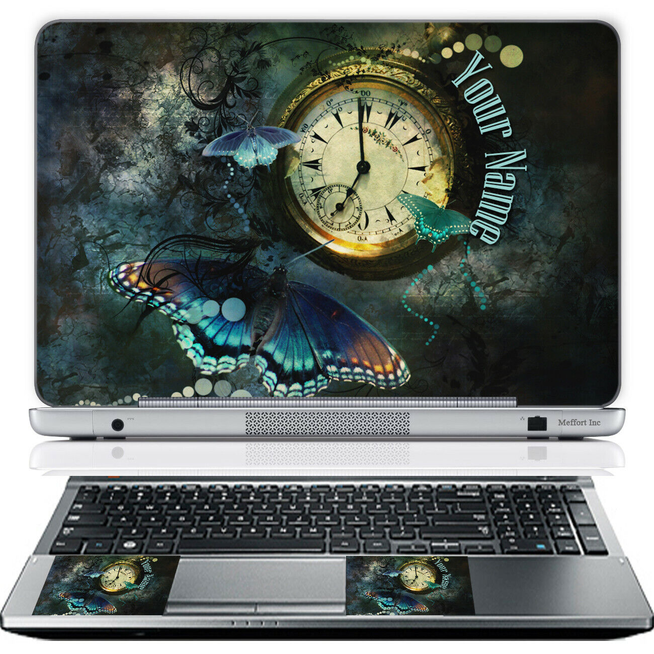 17 Inch Laptop Skin Sticker Cover Art Decal & Wrist Pad Customize Your text