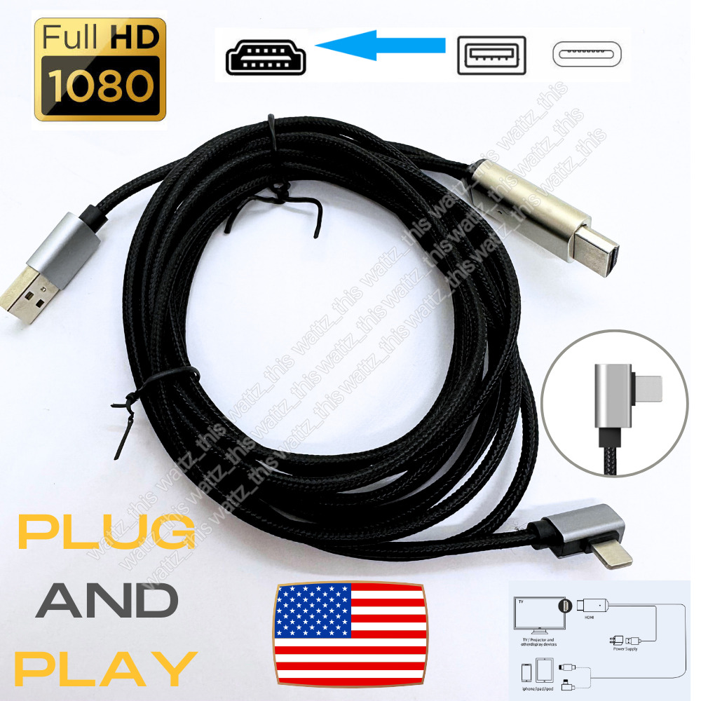 HDMI Mirroring AV Cable Phone to TV HDTV Adapter 1080P For iPhone 14 13 12 11 XR