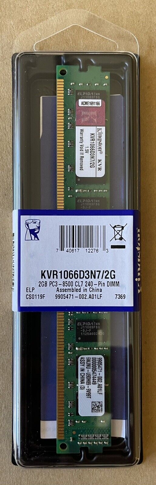 *NEW* Kingston KVR1066D3N7/2G DDR3-1066 PC3-8500U 2GB 2Rx8 non-ECC Unbuffered 