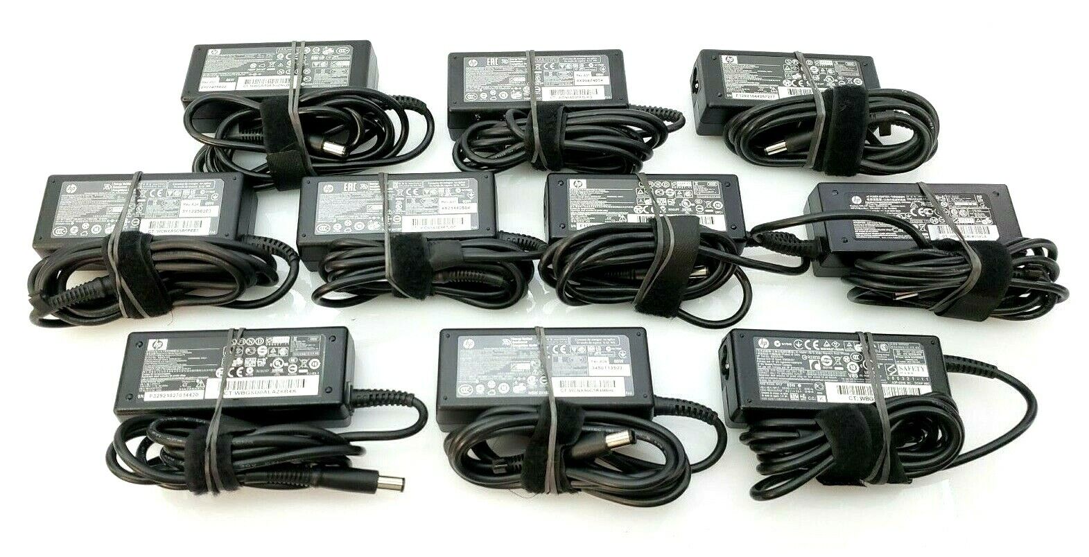 Lot of 10 Original Genuine Original HP 65W AC Adapter Large Tip Charger w/ Cable