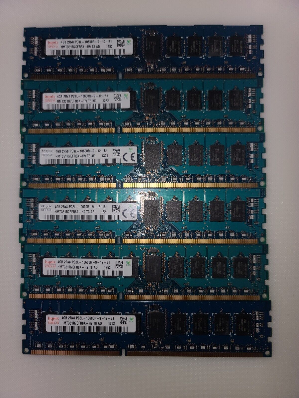 Lot of 6 HYNIX HMT351R7EFR8A-H9 4GB 2RX8 PC3L-10600R Server Memory