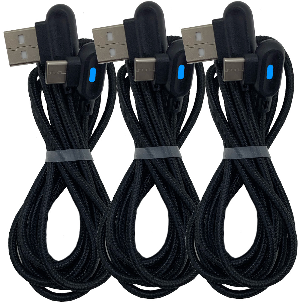 3 Pack 3/6Ft Braided USB Type C Cable 90 Degree Fast Charge Cord Lot For Samsung
