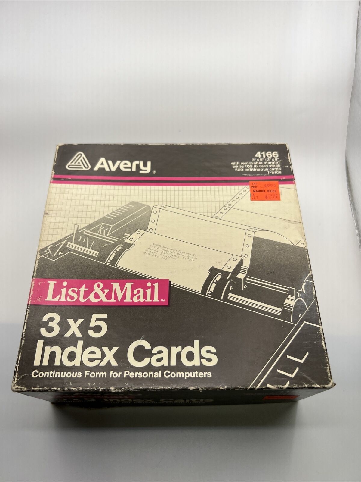 Avery 4166 3x5 Index Cards Dot Matrix Printer Continuous Form Vintage