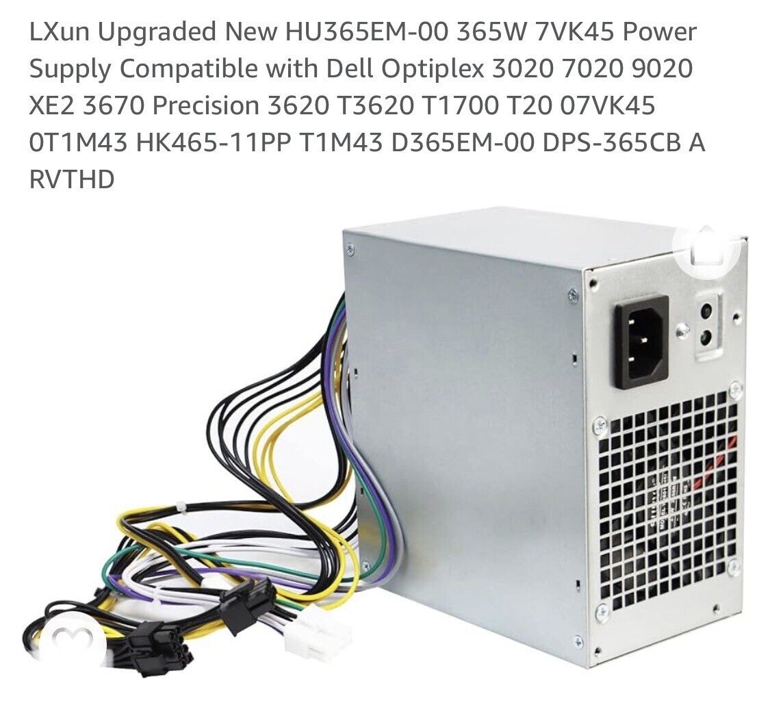 New HU365EM-00 365W 7VK45 Power Supply For Dell Optiplex 3020 7020 9020 XE2 3670