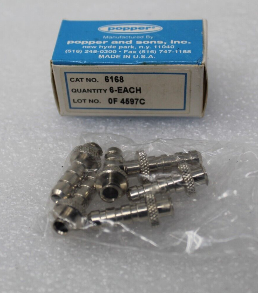 NEW  1 BOX CONTAINING 6 CONNECTORS POPPER & SONS 6168 LUER CONNECTOR OF-4597C
