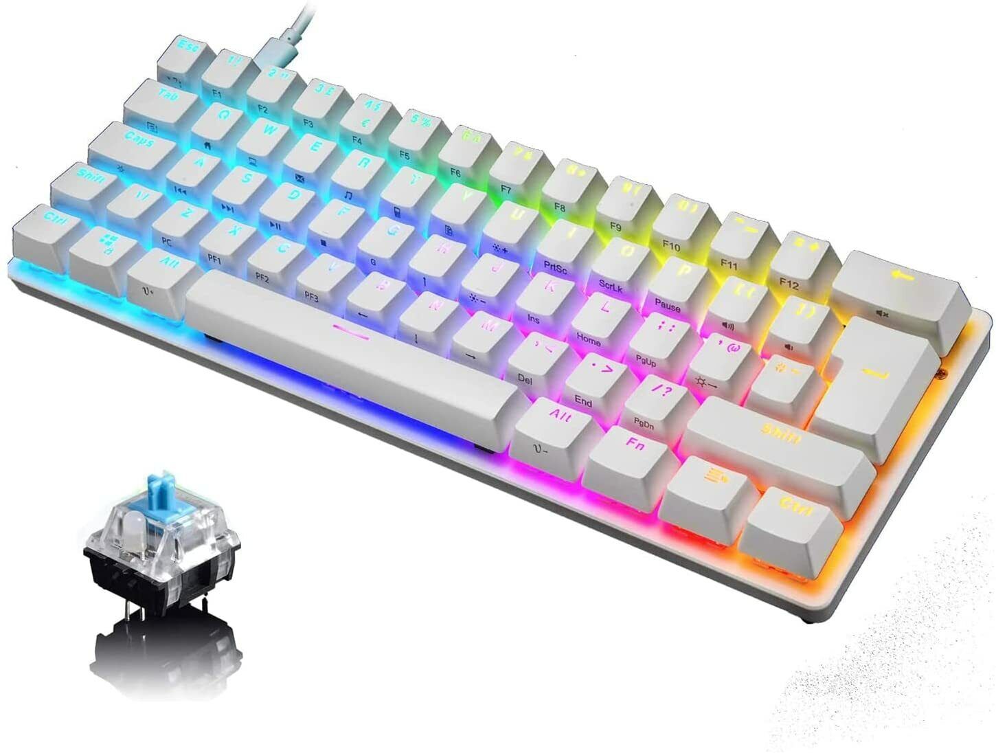 Wired Mechanical Gaming Keyboard Mini with RGB Backlit Type-C  for PC/PS4/Xbox