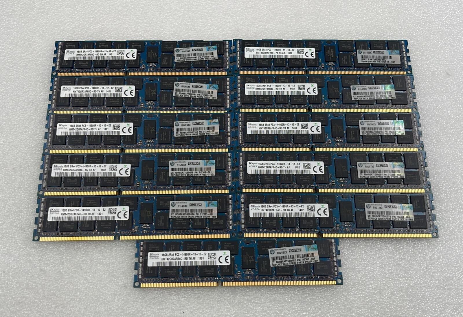 [LOT 11 PCS] SK Hynix 16GB 2Rx4 PC3-14900R HMT42GR7AFR4C-RD SERVER MEMORY RAM