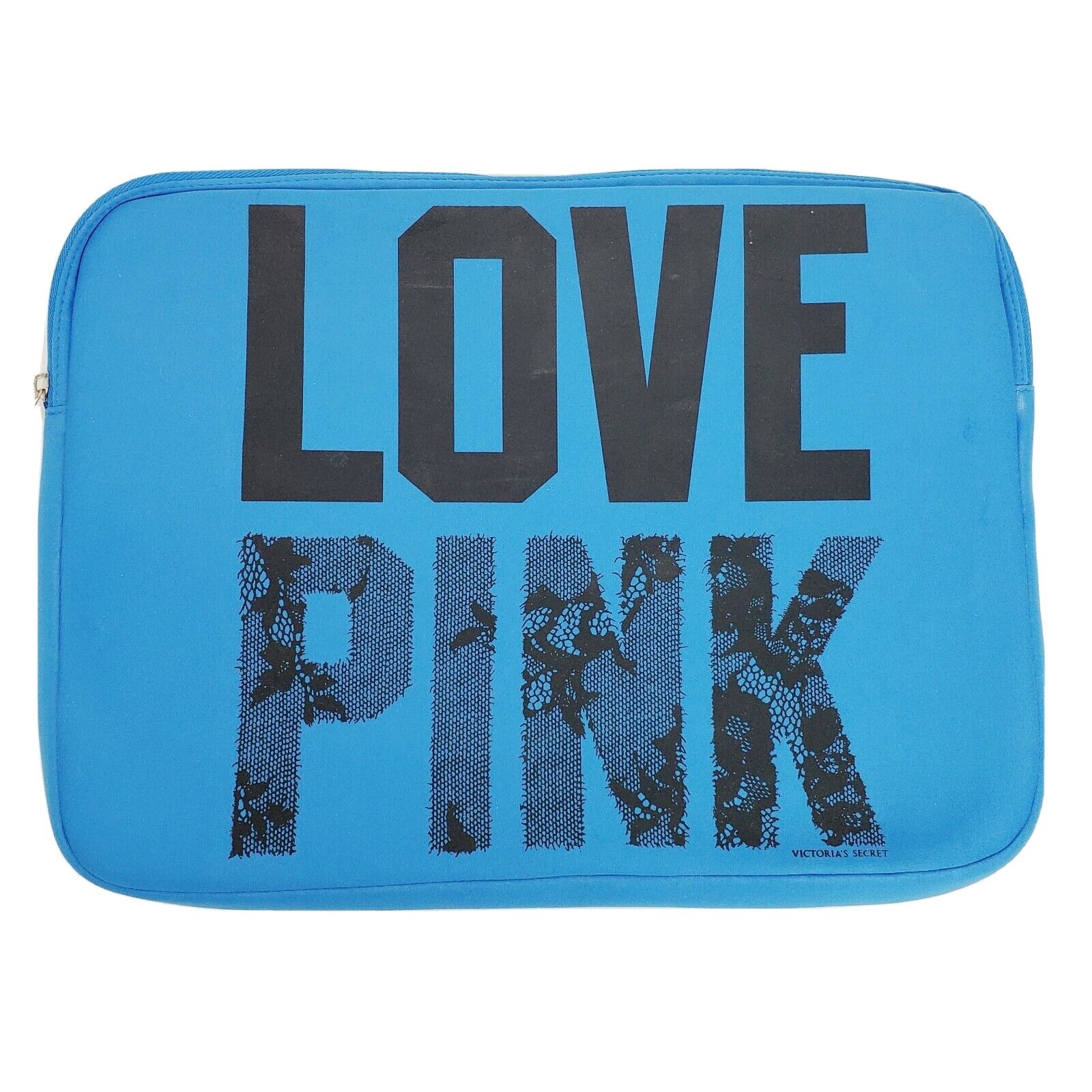 Victorias Secret LOVE PINK Laptop Sleeve/Case Blue w/ Black Letters SUPER CUTE