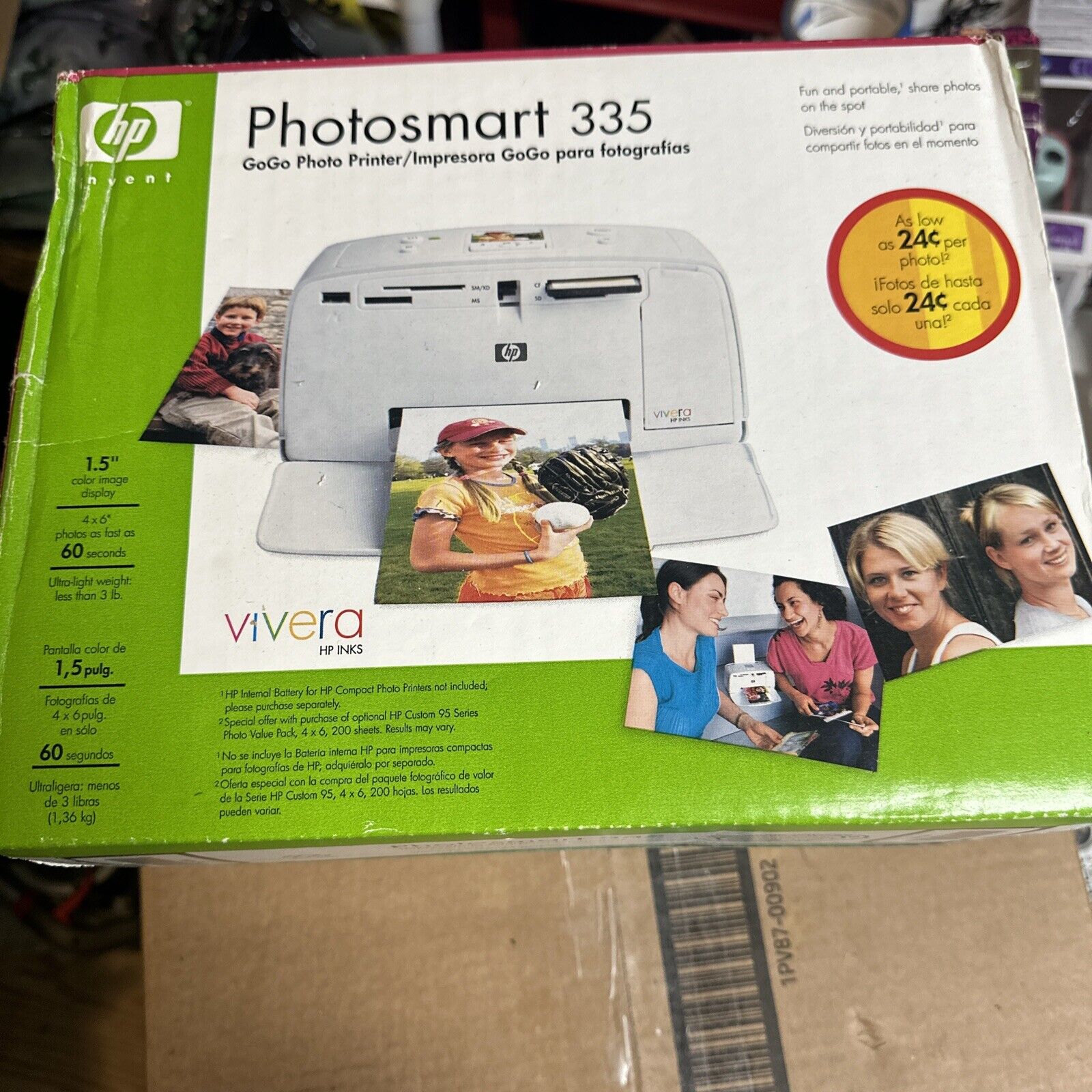 New Sealed HP Invent Photosmart 335 Gogo Photo Printer