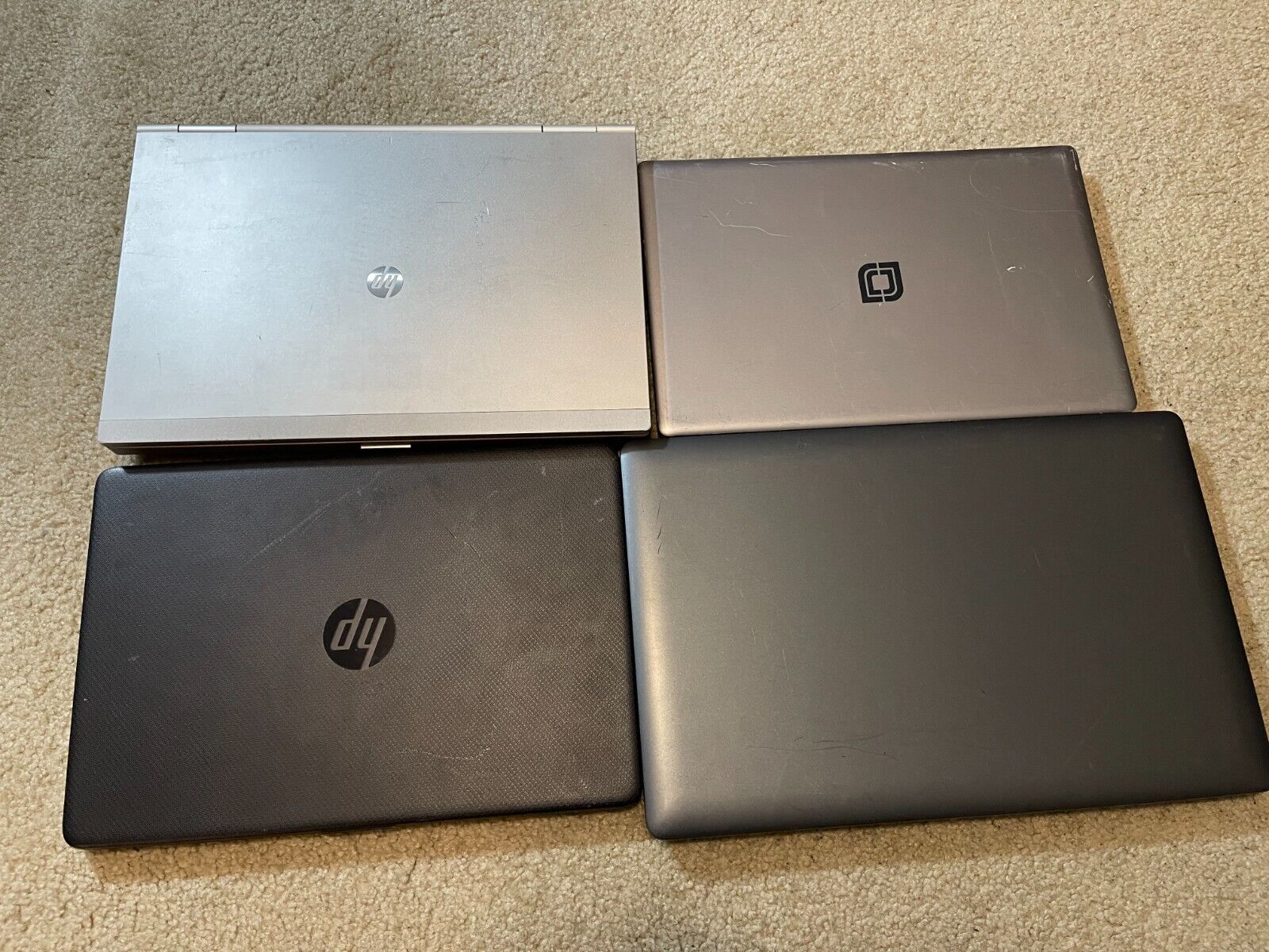 Lot of 4 laptops - 2x HP, 2x Misc -  Untested As Is