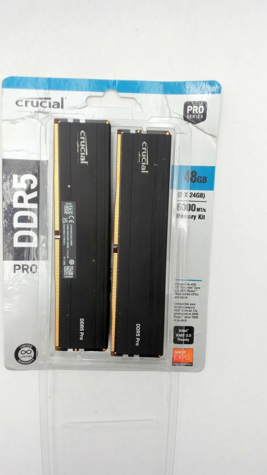Crucial Pro RAM 48GB Kit (2x24GB) DDR5 6000MHz Desktop Memory