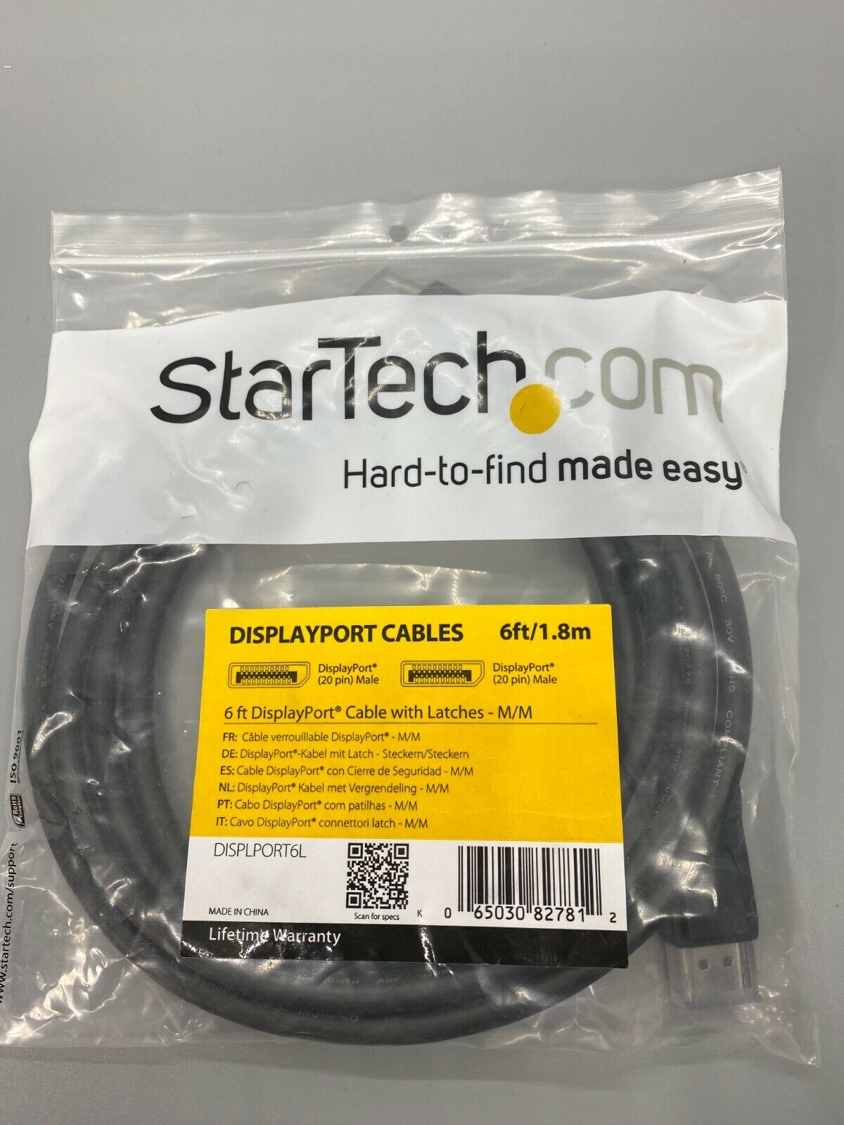 Brand NEW STARTECH 6ft/1.8 DisplayPort Cable WITH LATCHES 