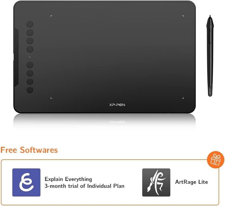XPPen Deco 01 V2 Graphics Tablet 10x6.25 Inch Drawing Tablet 8192 Levels