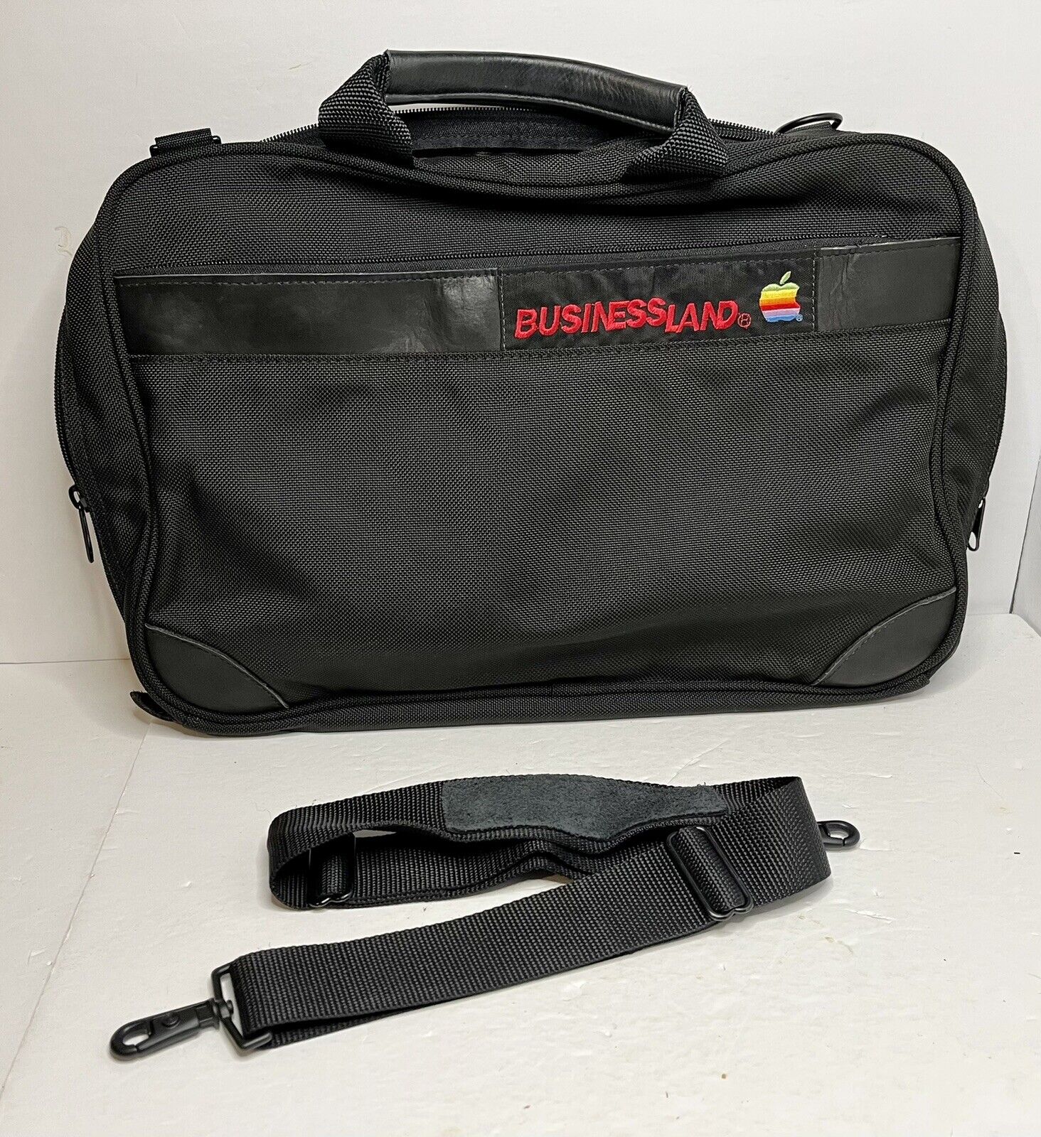 Vintage Apple Businessland Rainbow Logo Pocketed Black Messenger Laptop Bag Case