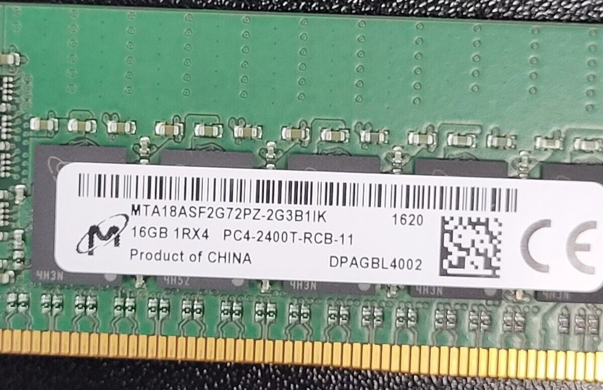 Micron (4 X 16GB) 64GB 2RX4 PC4-2400T-RCB-11 Registered Memory HP:809081-091 #73
