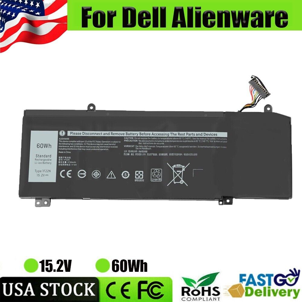 1F22N 60Wh Battery for Dell Alienware M15 M17 2018 G5 15 5590 G7 7590 7790 HYWX