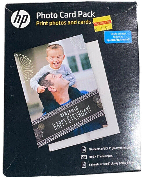 HP Photo Card 2 Packs Of 10 (5”X7”) Glossy Photo Paper/Envelopes & 5 (4”X6”) NEW