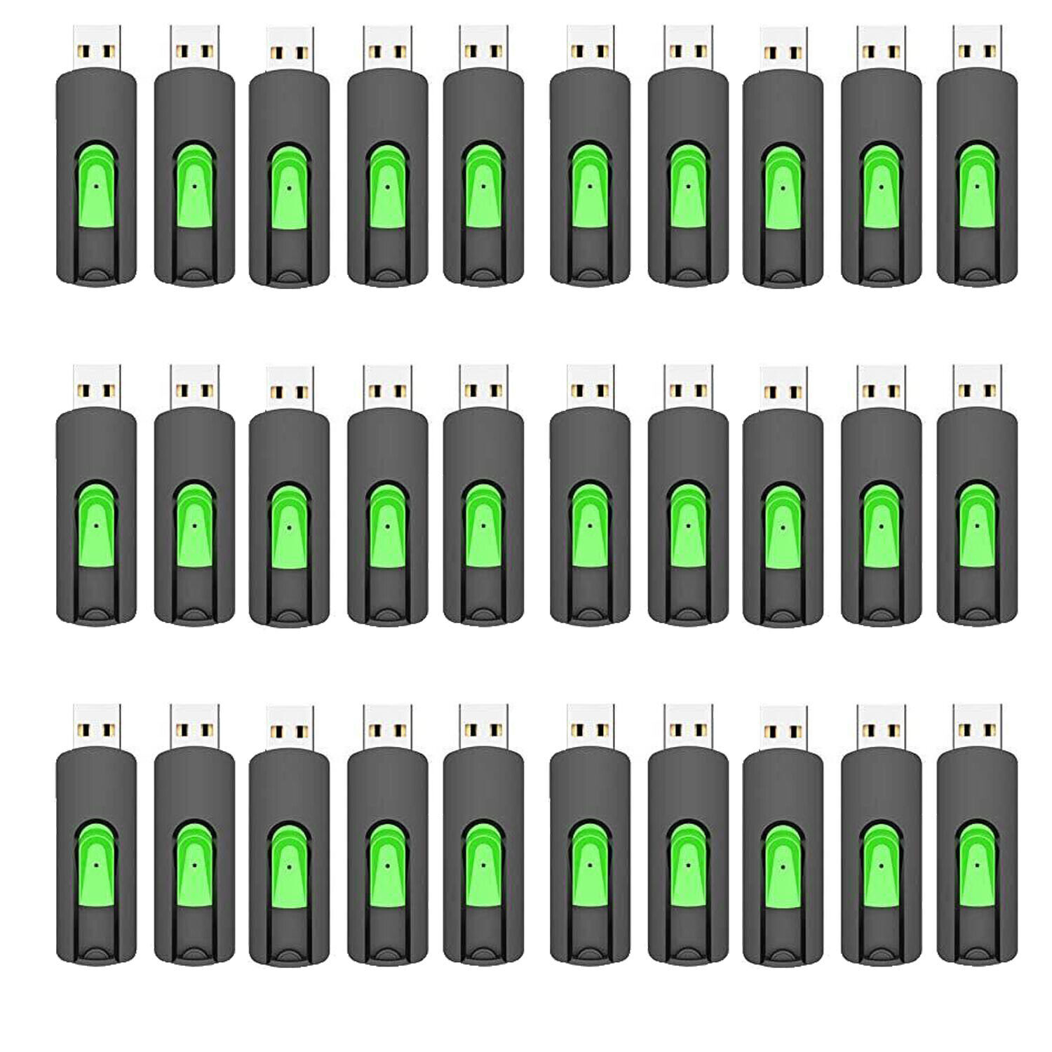 Wholesale 1/ 10/ 100pcs 64GB USB 2.0 Retractable Flash Drives Memory Stick Green