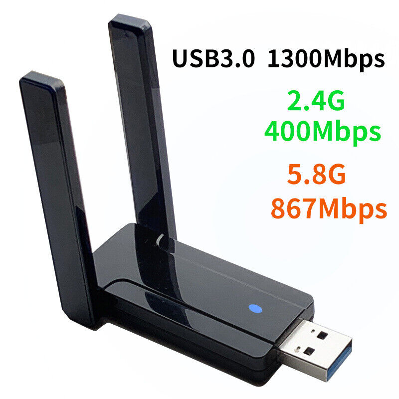 1300Mbps 2.4G/5.8G Dual Band USB3.0 WiFi Adapter Antenna for Mac/Desktop/Laptop
