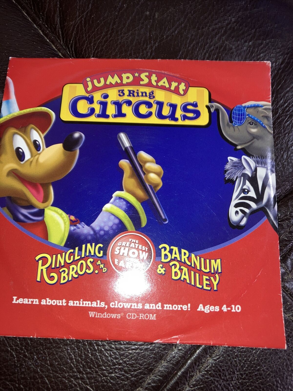 Jump Start 3-Ring circus Windows CD ROM learn about clowns & animals CD