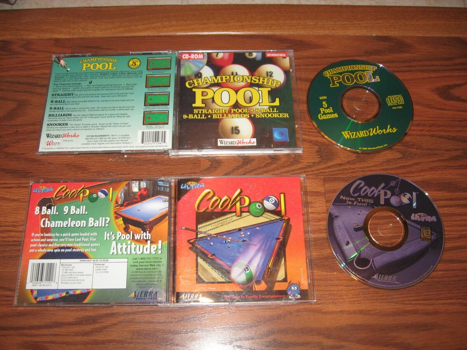 2 PC Near Mint Games: Championship Pool and 3-D Ultra Cool Pool on CD-ROM