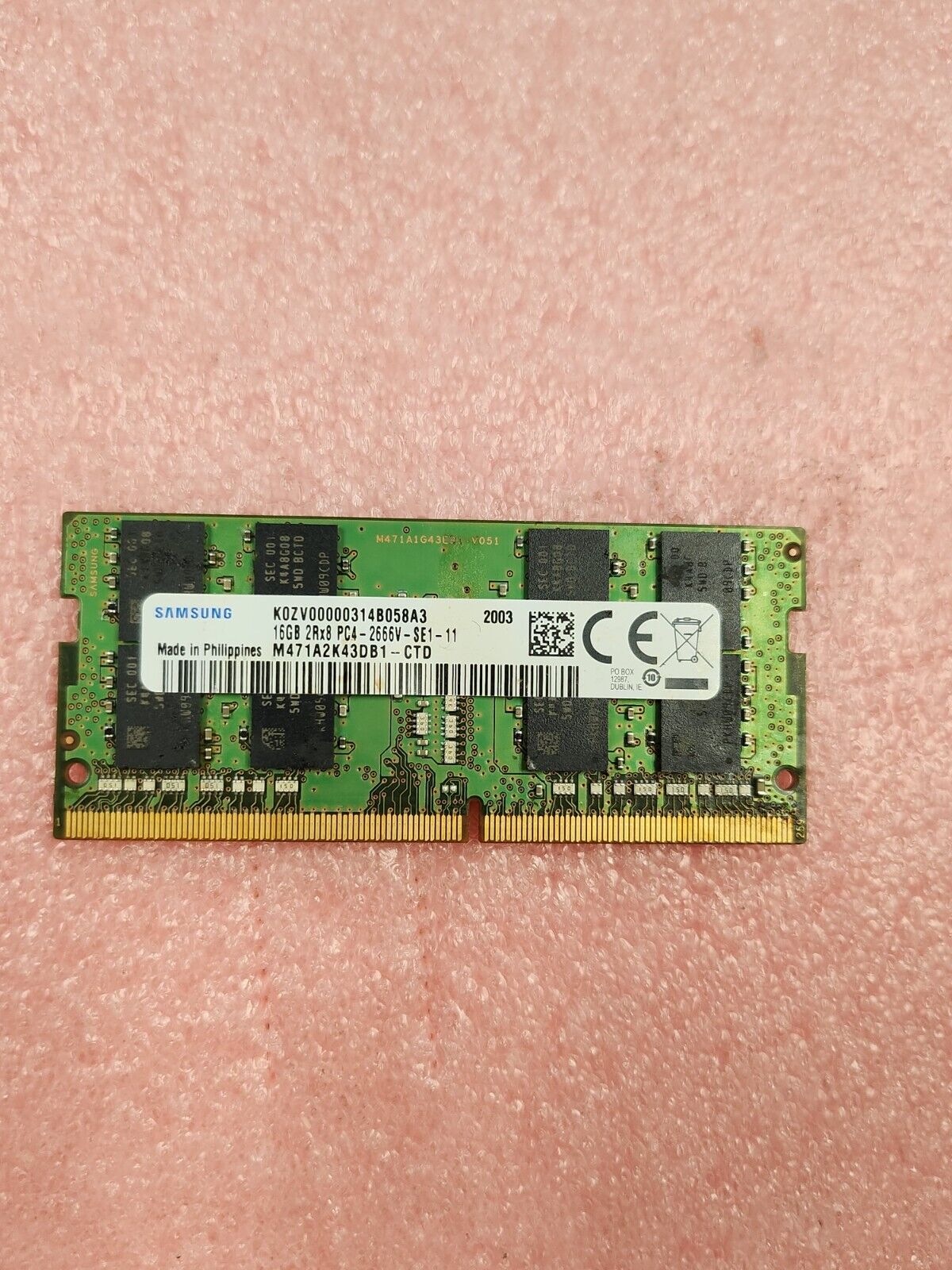 SAMSUNG/MICRON/HYNIX/ADATA  16gb DDR4 2Rx8 2666v Laptop Memory