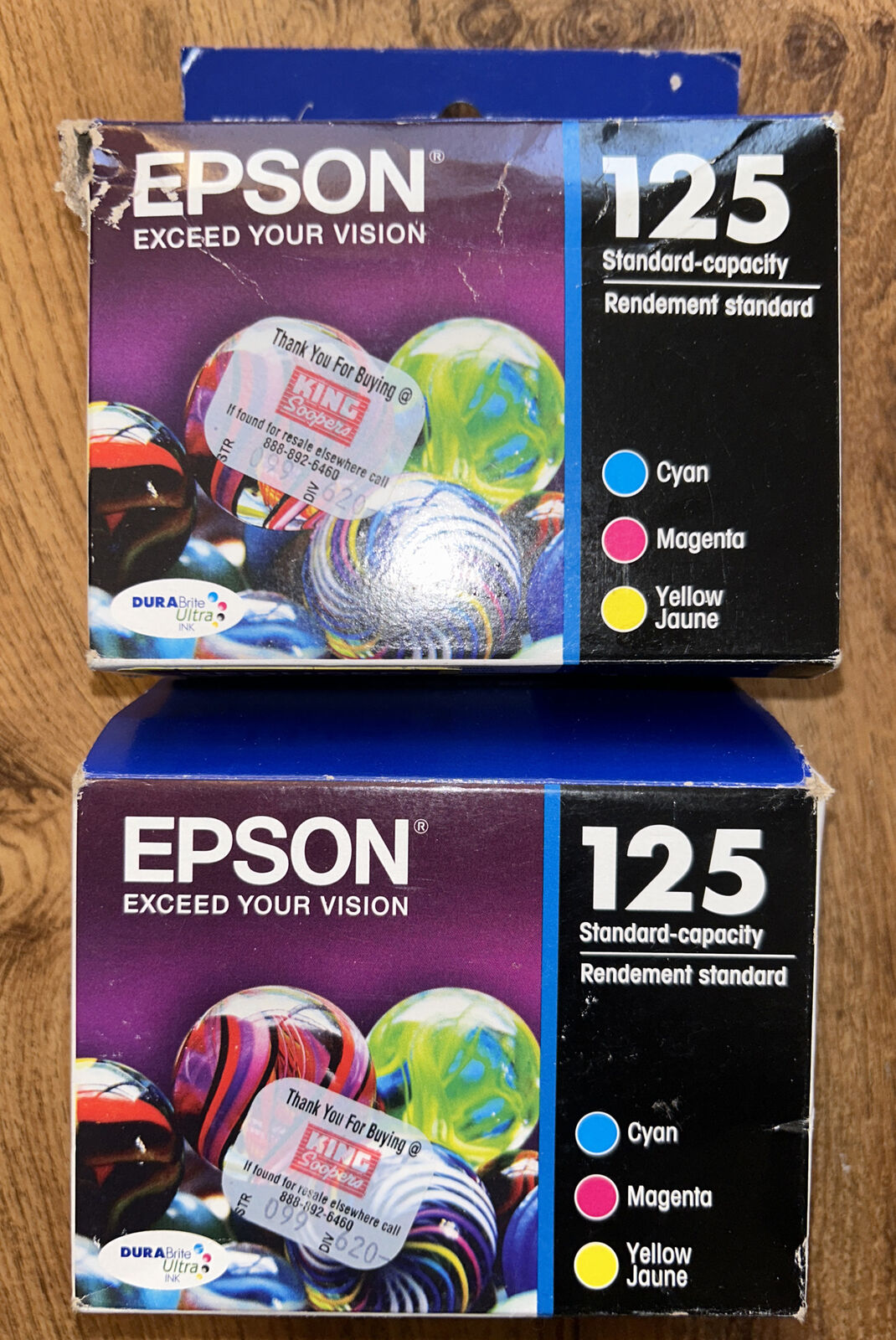 2xGenuine Epson 125 Cyan Magenta & Yellow Ink Cartridges - 05/24