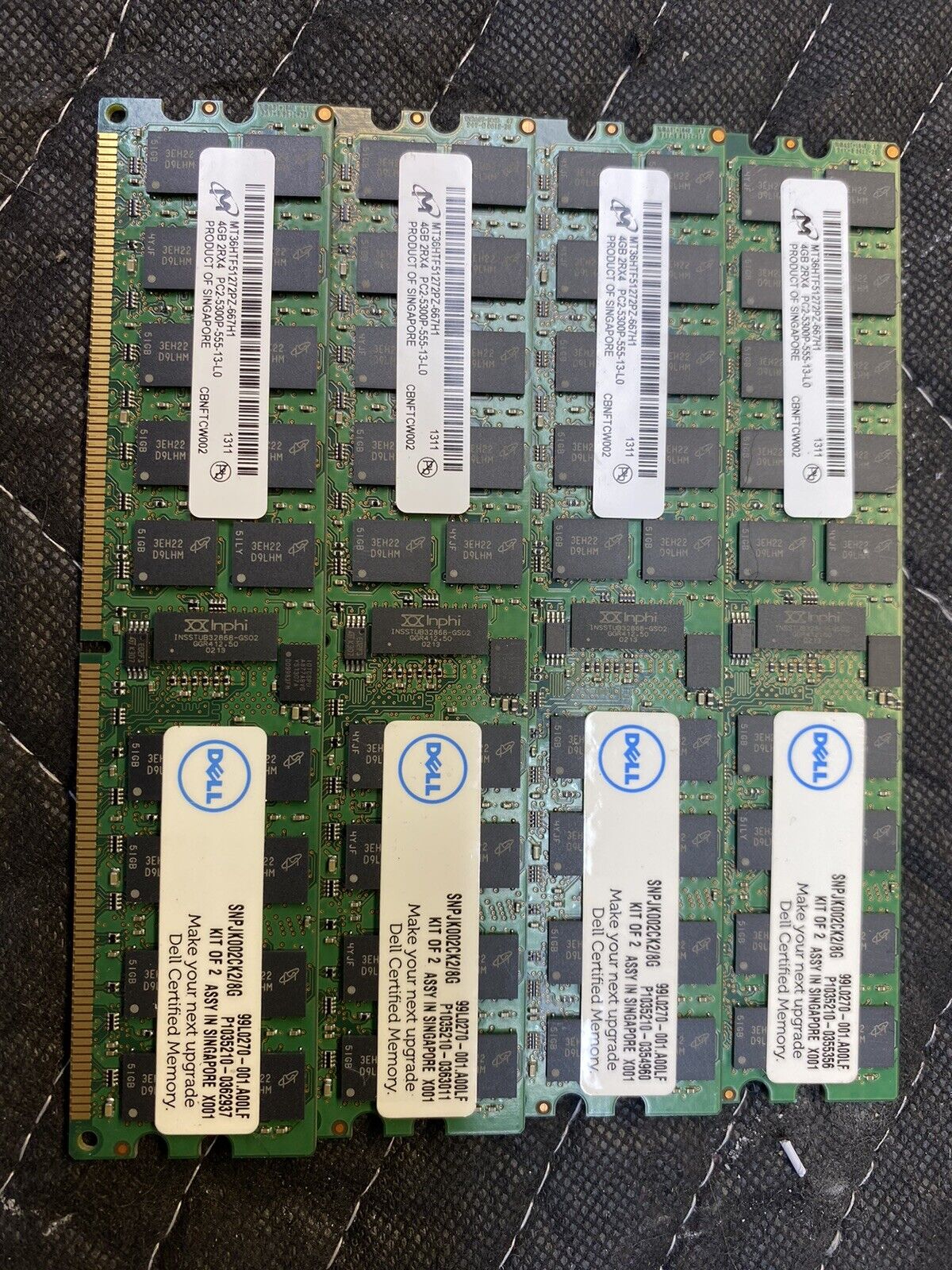 4x MICRON HP MT36HTF51272PZ-80EH1 32GB(8x4GB) 2Rx4 PC2-6400P Server Ram WORKING