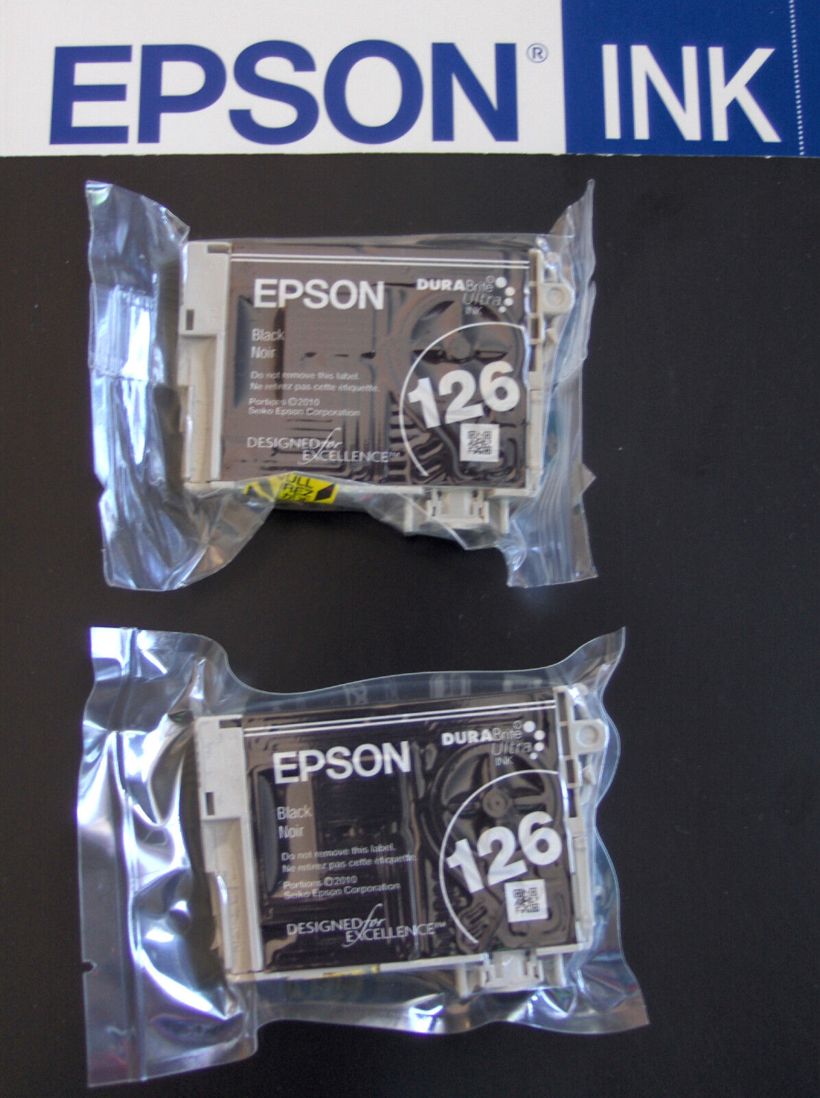 Lot of 2 GENUINE Epson 126 Black High Yield Ink Cartridges T1261_T126120-D2 
